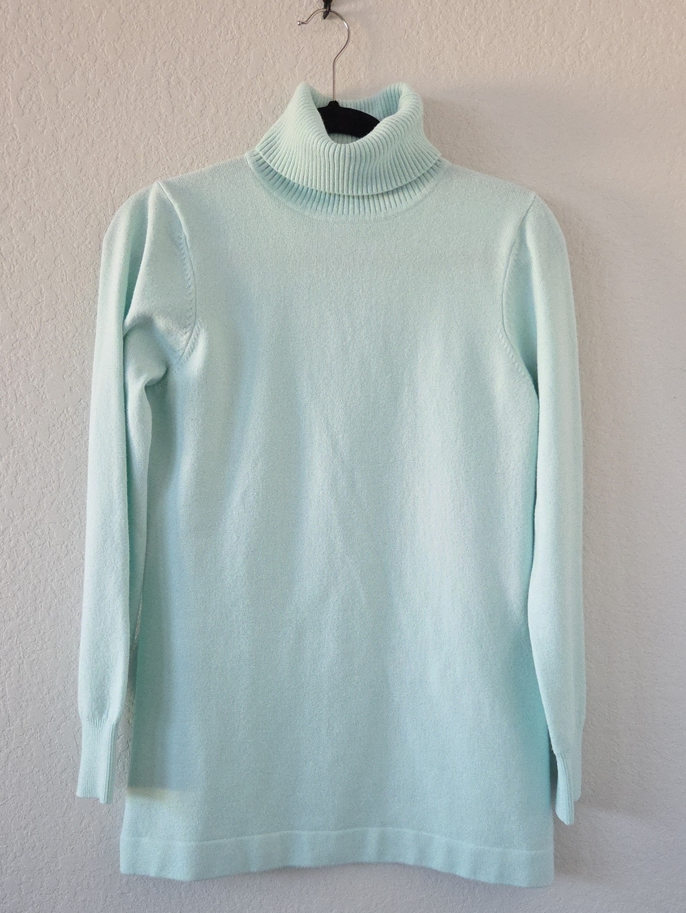 Turtleneck Long-Sleeve Ice Mint Green Blue Knit Sweater Tunic